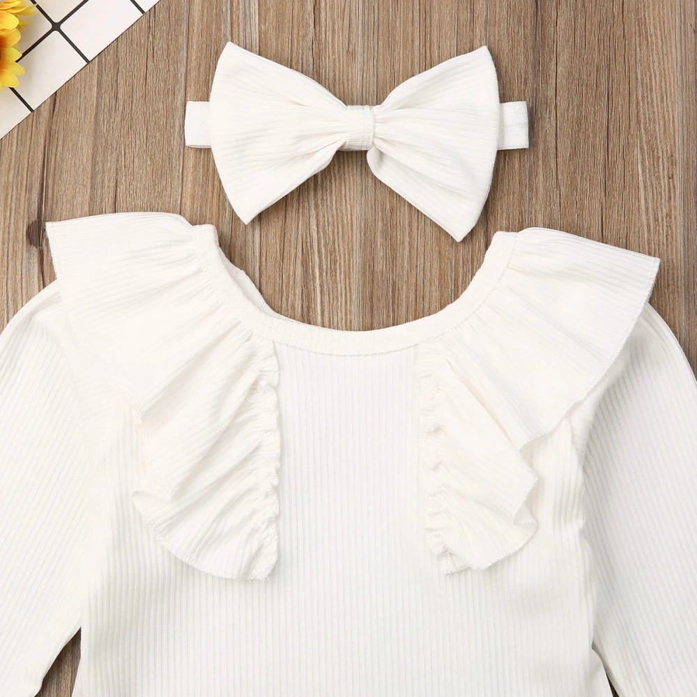 Комбинезон с рюшами для новорожденных девочек от 0 до 24 месяцев, Мягкий трикотажный комбинезон с длинными рукавами, осенне-весенняя одежда для маленьких девочек, однотонные костюмы