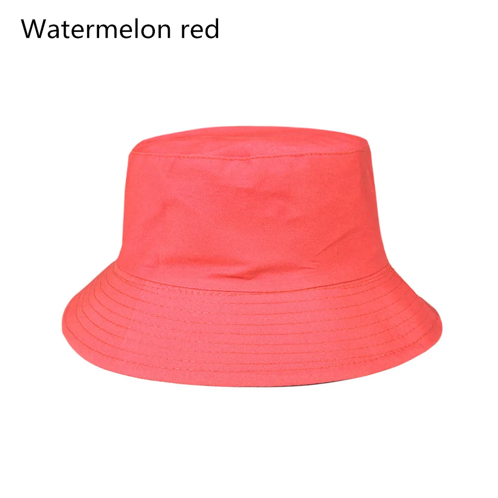 HOOH летняя складная шляпа-ведро унисекс женская уличная Солнцезащитная хлопковая рыболовная охотничья кепка мужская таз шапка Защита от солнца шляпы - Цвет: watermelon red