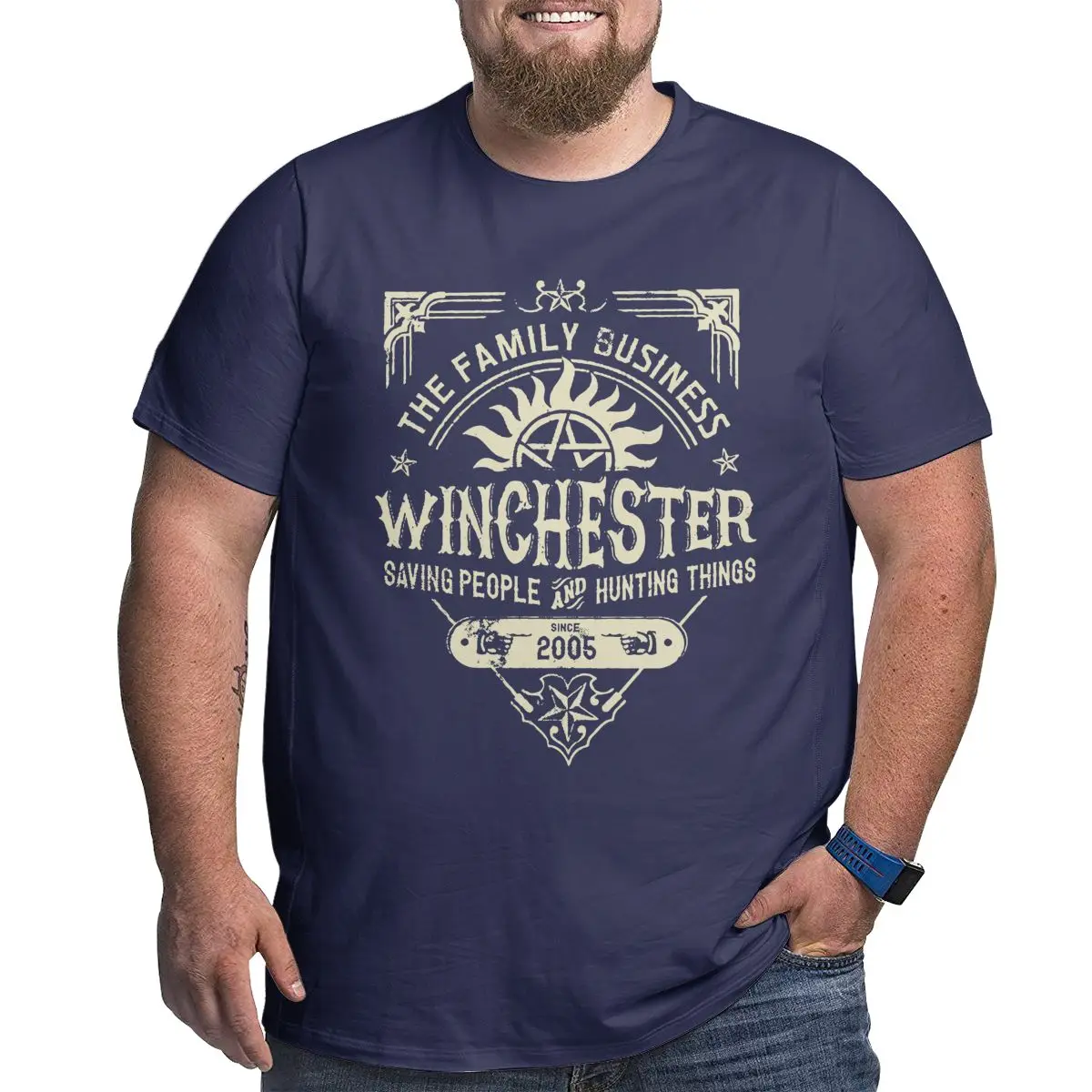 Hip Hop Supernatural Winchester T Shirts for Men Vintage T-Shirts