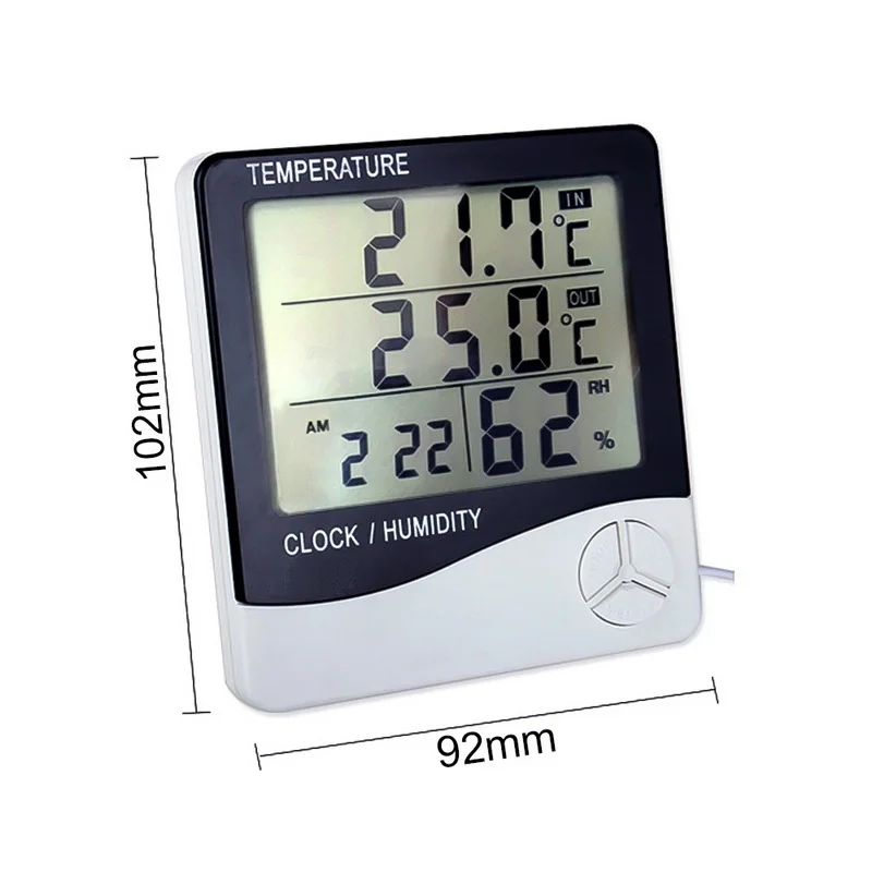 ЖК-цифровой измеритель температуры и влажности для дома и улицы, гигрометр, термометр, метеостанция с часами - Цвет: G217246B