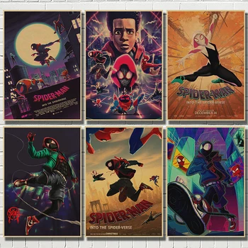 

Superhero Spiderman Poster Spider-Man Into The Spider-Verse Movie Printing Poster Wall Art for Kids Room Decor