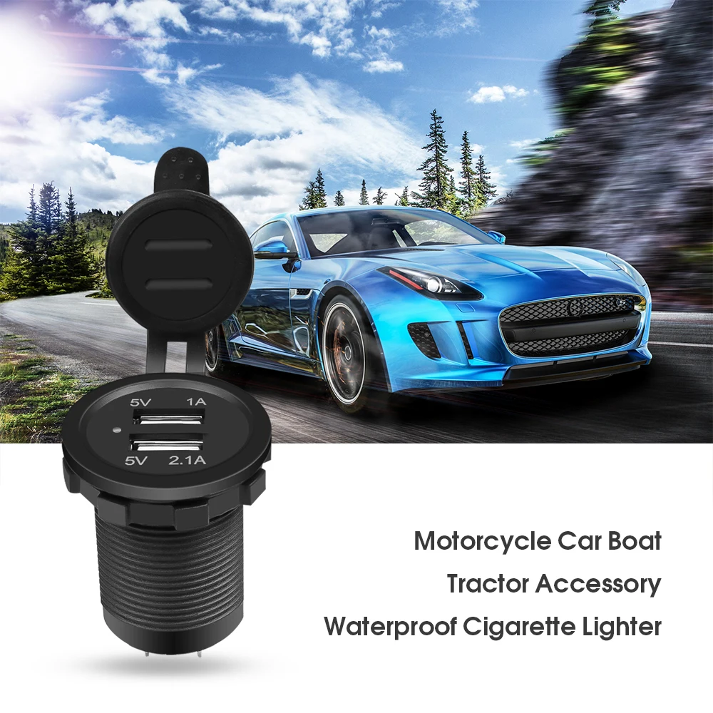 Car Dual USB Charger Motorcycle Cigarette Lighter 12V Car Boat Motorcycle Cigarette Lighter Sockets Power Plug Outlet car charger car phone charger