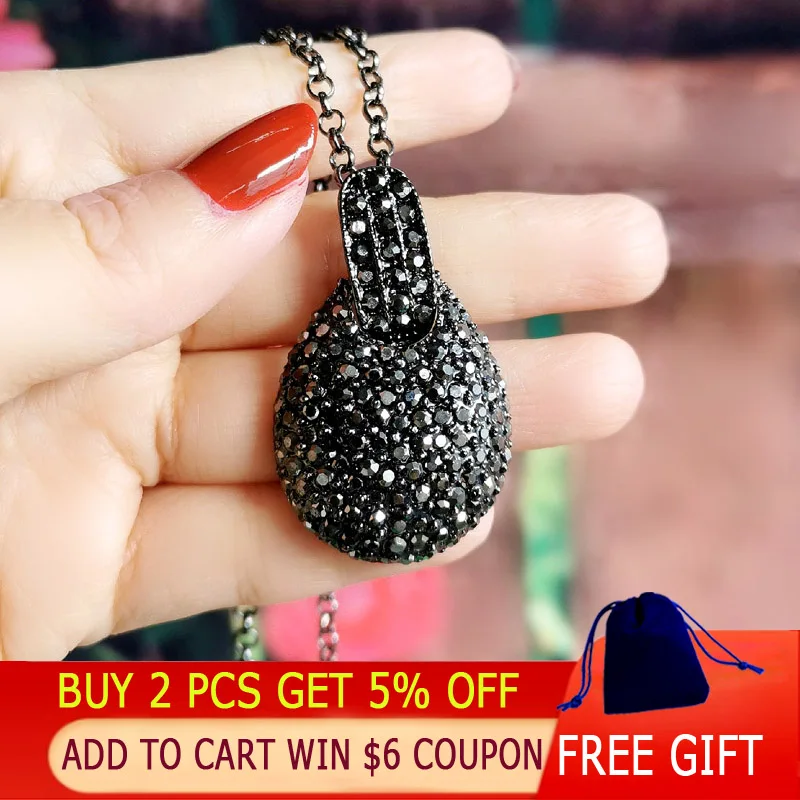 LEEKER винтажное женское ожерелье с подвеской из черного кубического циркония