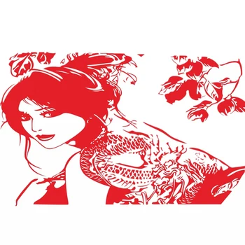

Car Sticker Girl Dragon Tattoo Totem Decal Hood Sticker Car Decoration 56X89Cm