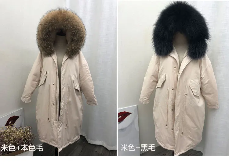 Прямые продажи от производителя, стиль, Южная Корея Dongdaemun, пуховик выше колена с большим меховым воротником, Женская Длинная свободная куртка