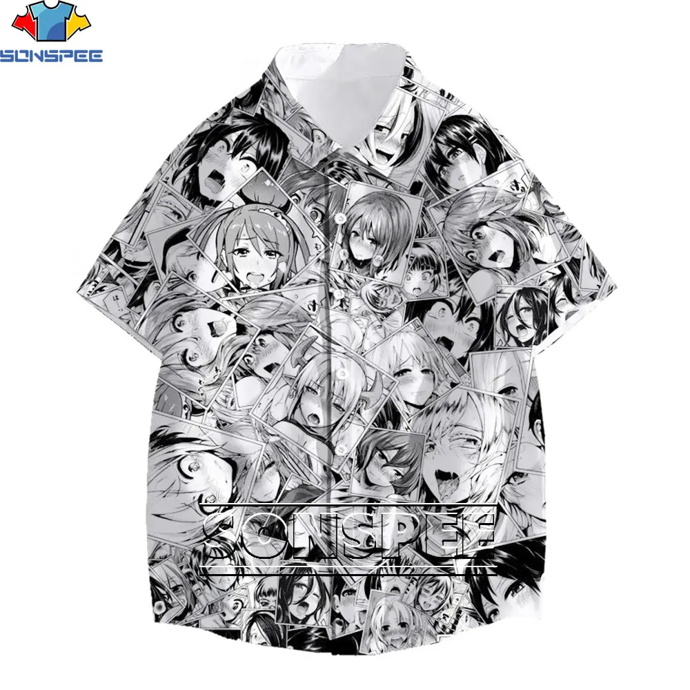 SONSPEE 3D Anime Printed Shirt Cartoon Nostalgic Alternative Sexy Loli Clothing Oversized Casual Japanese Harajuku Street Tops