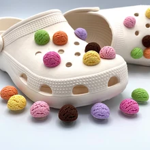 JIBZ – Simulation de crème glacée en résine, 10 pièces, épingles à chaussures, décoration pour enfants, pantoufles en crocodile, bricolage femmes, sabots, boucle, accessoires 
