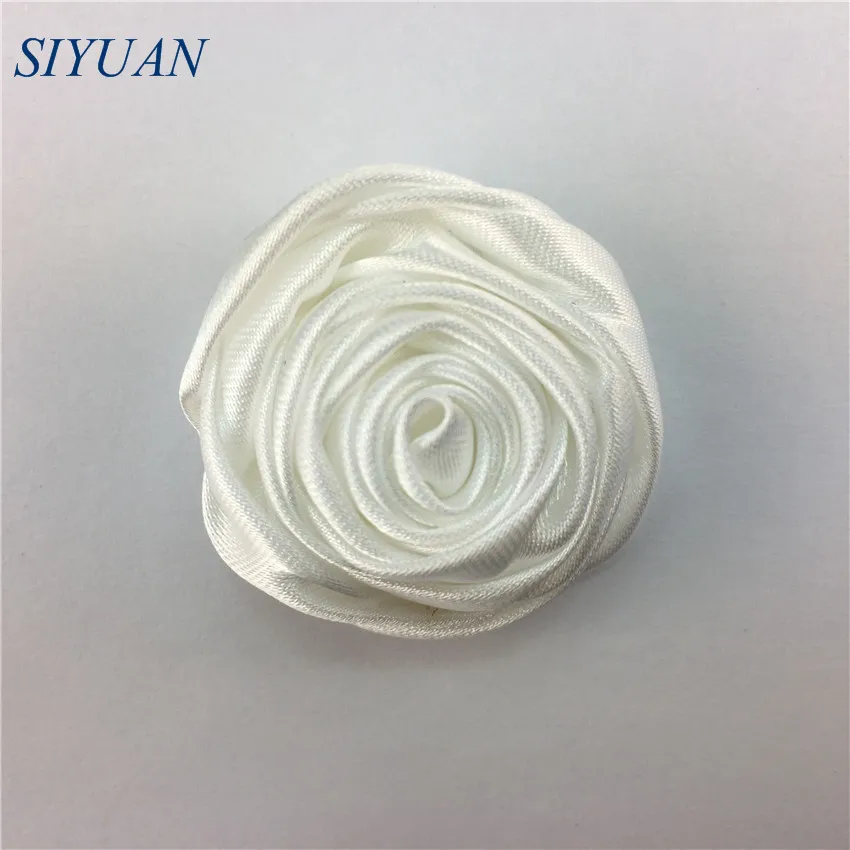 16-white 10 шт./лот, искусственные аксессуары для волос 1,4 '', мини-свернутый атласный цветок с зажимом для волос, цветок бутон розы, Свадебный декор TH64 - Цвет: 16-white