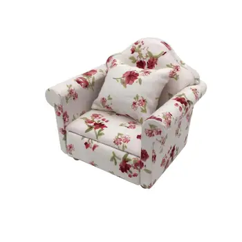 

1/12 Mini Floral Print Sofa Cushion Model Dollhouse Room Decor Photography Prop Home Decorative ornaments Kids Gift