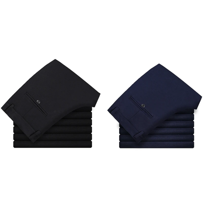 Skup 2019 nowych mężczyzna wiosna jesień moda Business Casual garsonka z długimi spodniami spodnie męskie elastyczne proste formalne spodnie Plus rozmiar 28 38