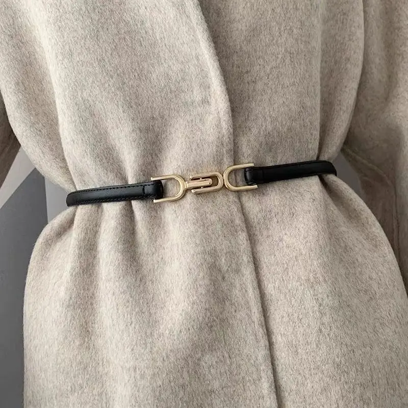 Adjustable PU Leather Ladies Dress Belts Skinny Thin Women Waist Belts Strap Gold Color Buckle Female Belts pasek damski