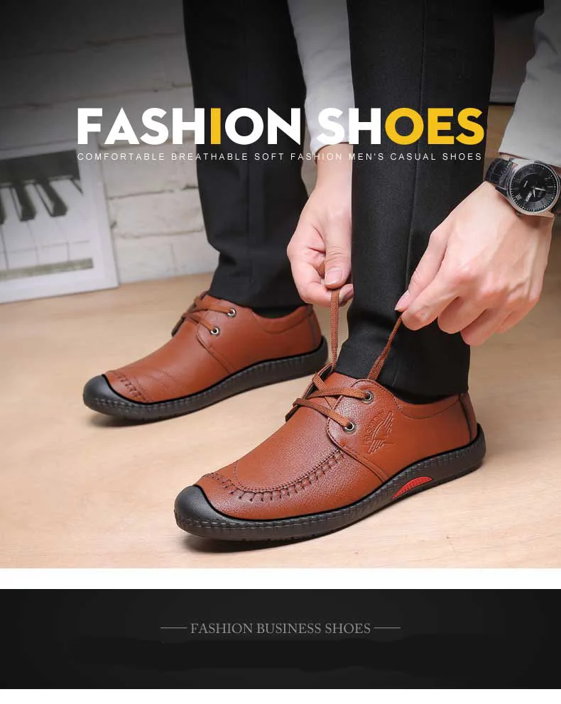 Mens Leather loafers boat shoes None-Slip Lace-up comfortable outdoor sports shoes spring autumn ankle boots (13)