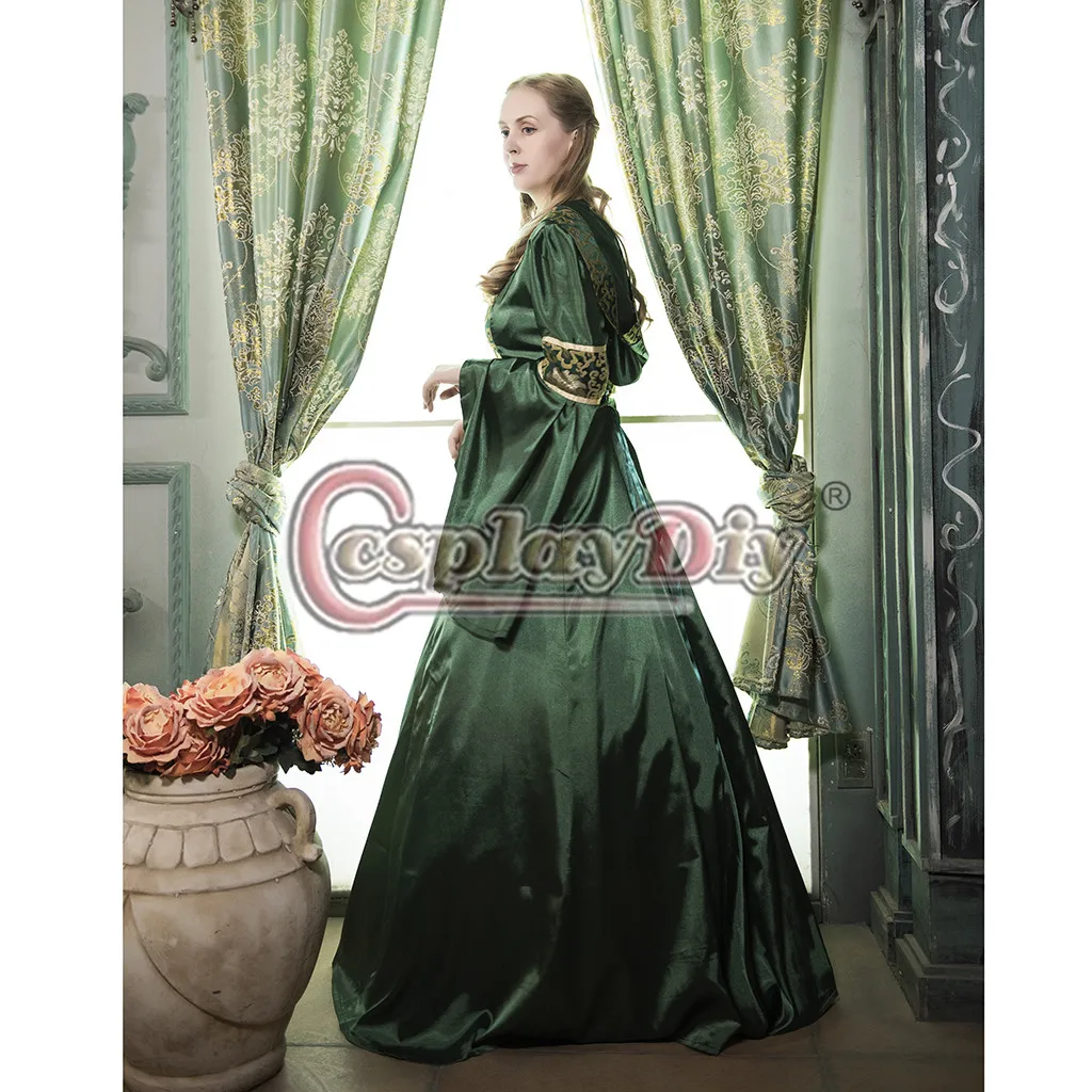 Cosplaydiy средневековое зеленое платье для взрослых queen Elizabeth платье в тюдоровском стиле L320
