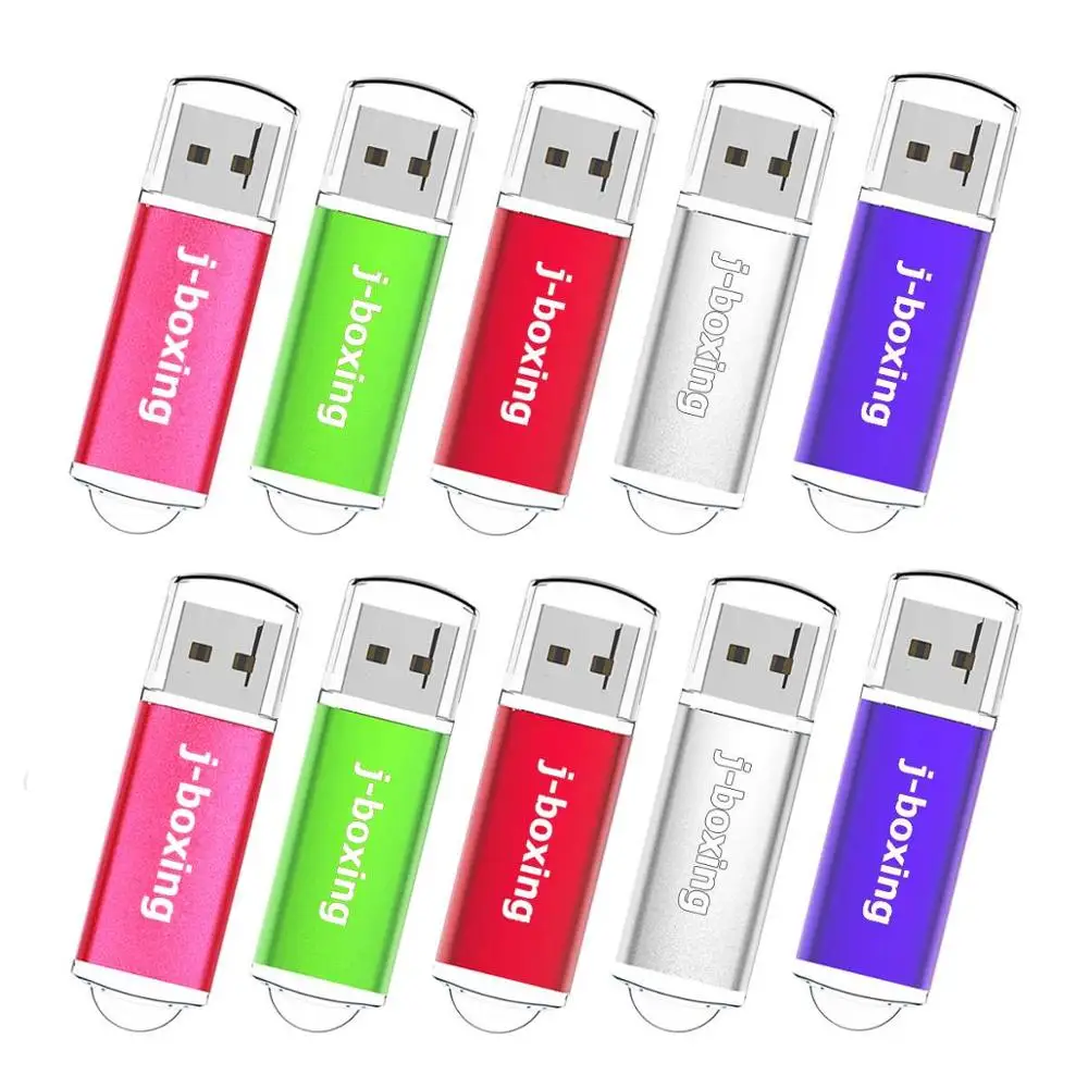 

J-boxing 10PCS 8GB USB Flash Drives Rectangle Thumb Pen Drive USB 2.0 Pen Stick Pendrives with Cap for PC Laptop Tablet 8 Colors