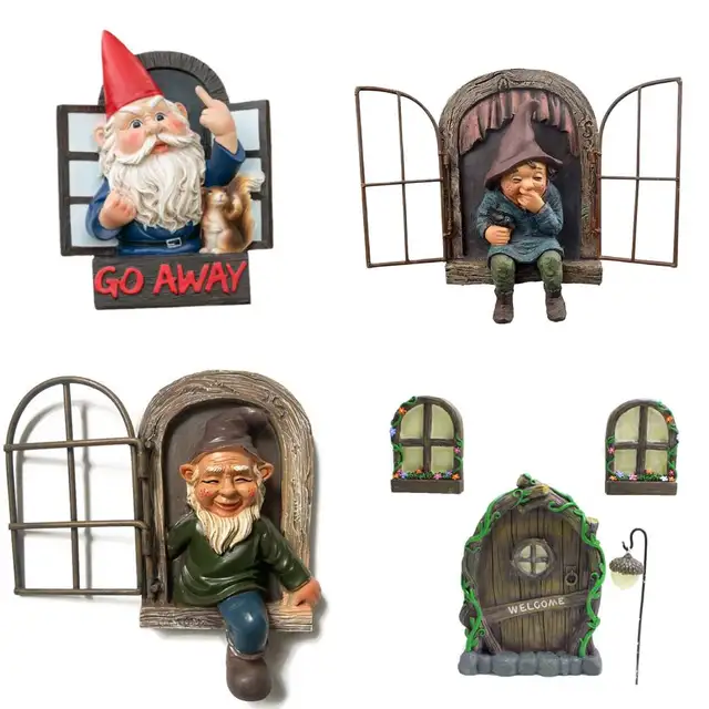 Csintalan Kerti Törpe Szobor Elf Kimegy A Fa Ölelő Miniatűrök Otthoni Dekoráció És Figurák Kültéri Tündér Dísz X0D1