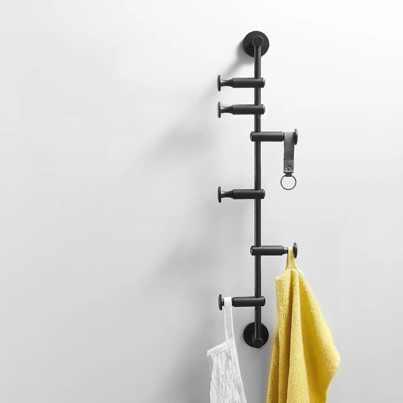 Six hooks Черный настенный многофункциональный регулируемый крючок для одежды крючок полотенца для ванной спальни латунная вешалка для одежды - Цвет: Six hooks