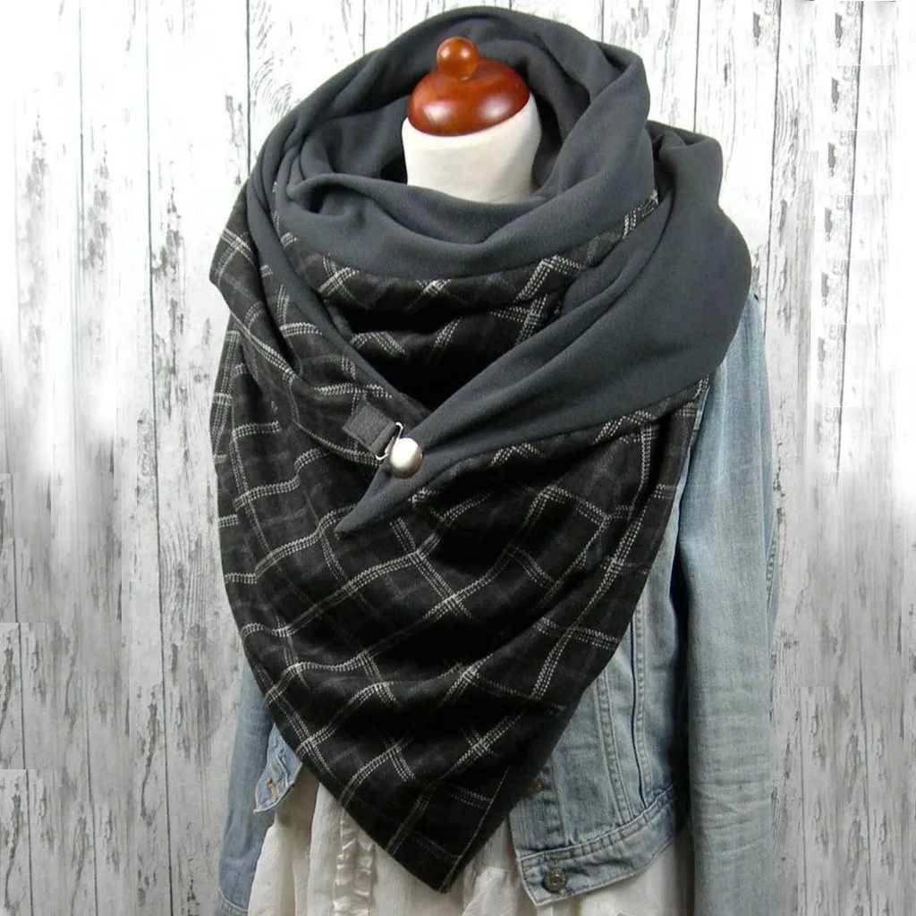 @ Scarves Women Soild Dot Printing Button Soft Wrap Shawls Head Face Neck Gaiter Outdoor Print Scarf Cover |
