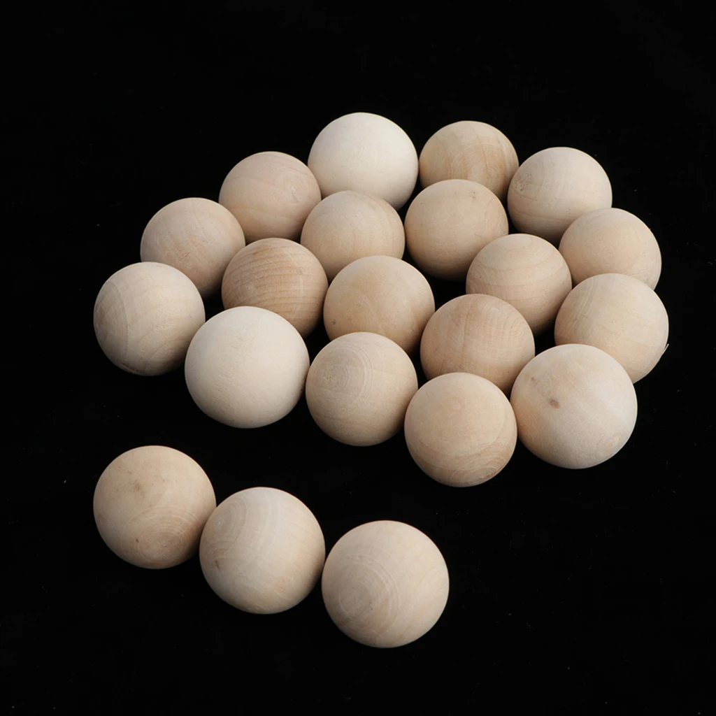 10x Hardwood Balls Solid Natural Beech Wooden Balls Beads Crafts Making 30mm