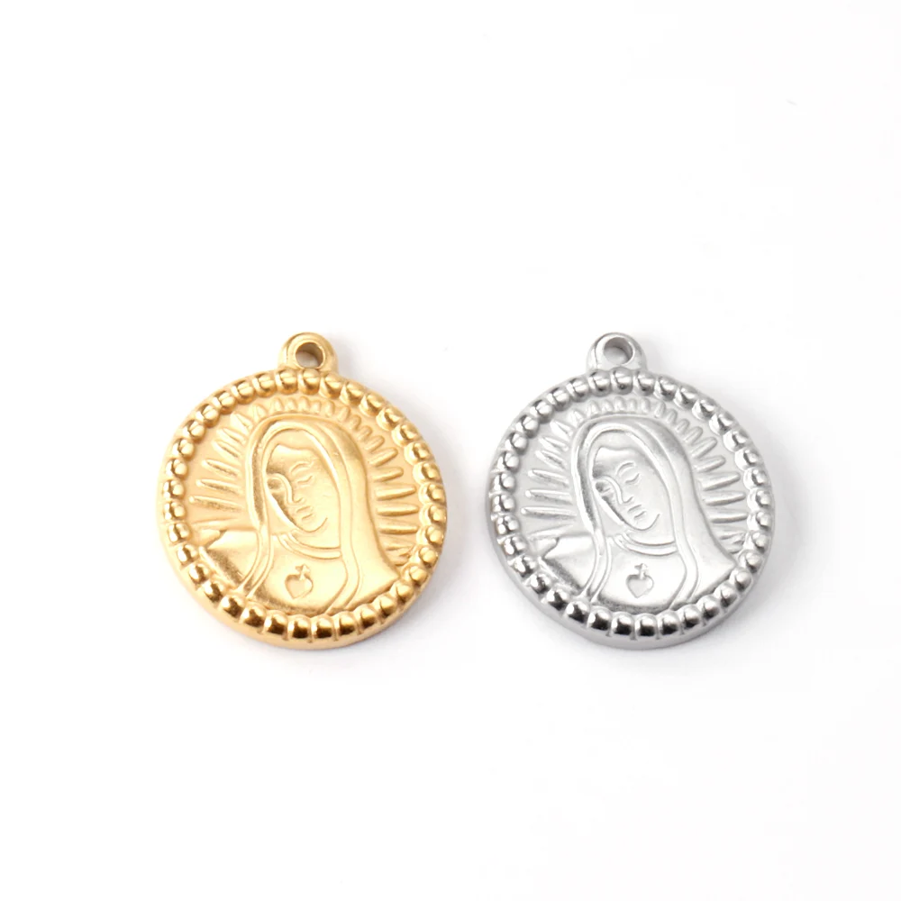 

ASON 10pcs/Lots Virgin Mary Pendant Religious Belief Chaims Stainless Steel Gold Silver Color For Necklaces DIY Jewelry Making