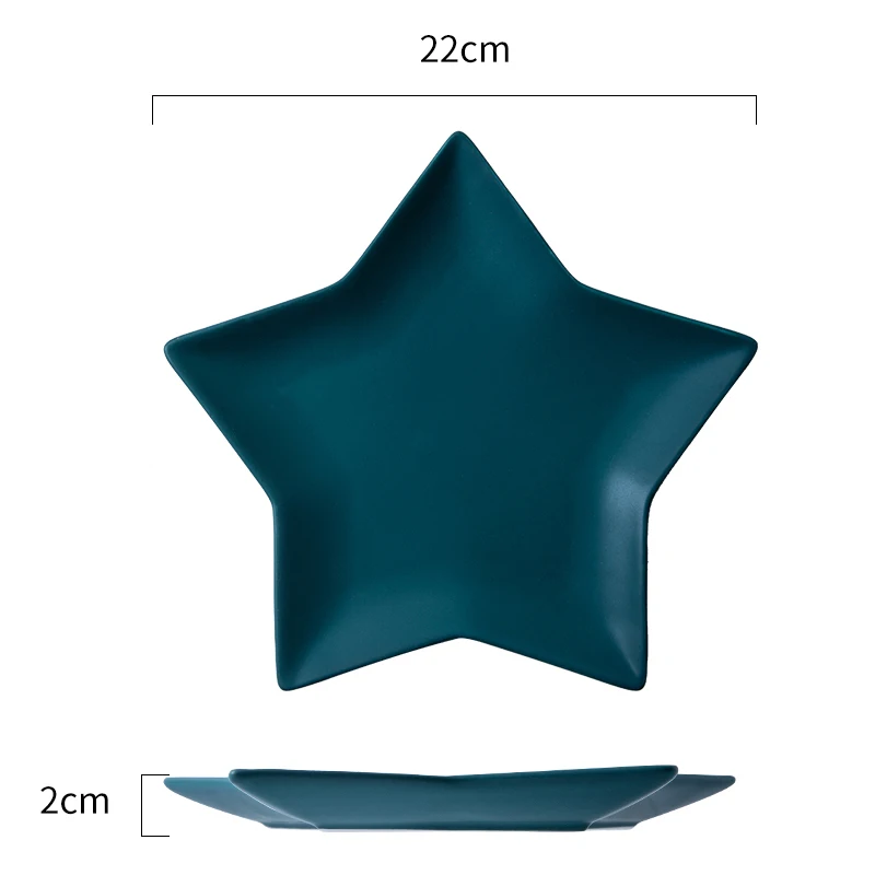 Ceramica тарелка Северная Европа пентаграмма диаграмма Ins ветер оригинальность домашнее блюдо в стиле вестерн-стиль стейк завтрак Макарон диск - Цвет: Dark green star disk