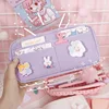 Kawaii grand porte-crayon papeterie sacs de rangement toile crayon sac mignon maquillage sac fournitures scolaires pour fille enfants cadeau w/ Badge ► Photo 2/6