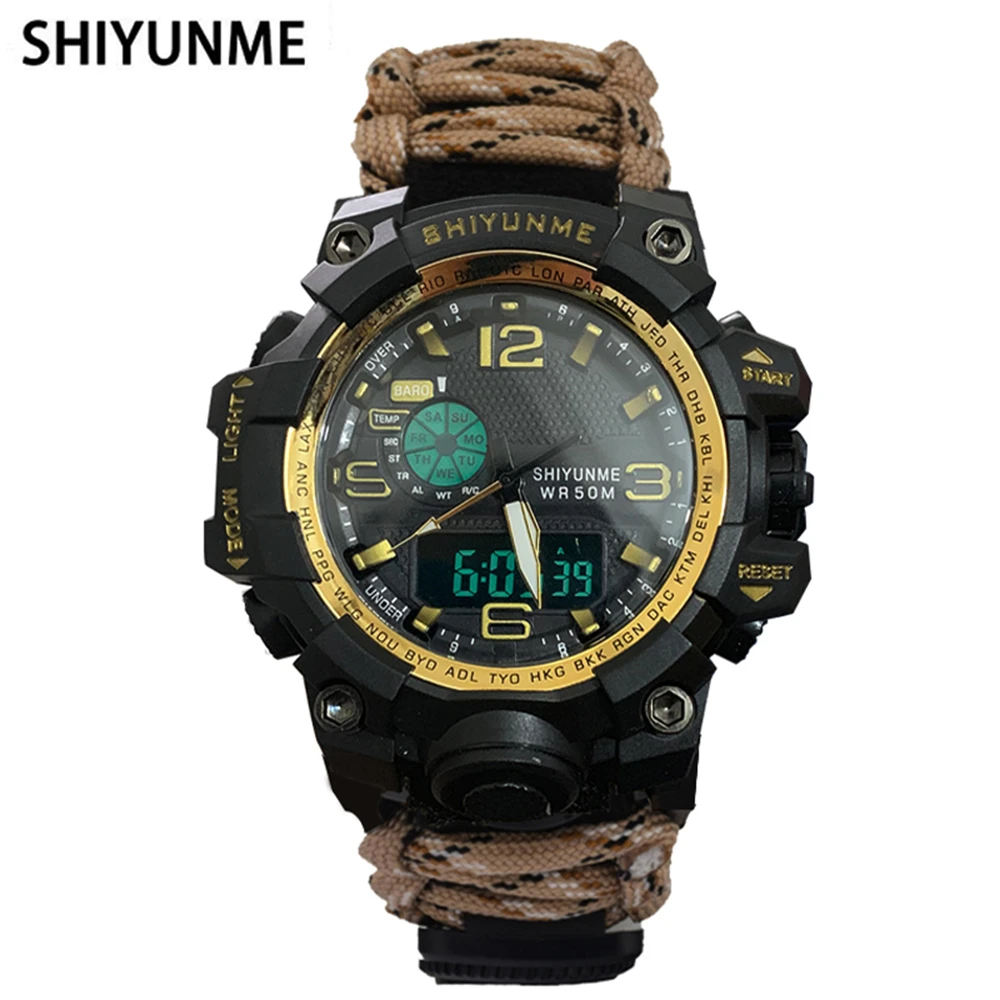 SHIYUNME Men Military Sports Digital Watches Compass Outdoor Survival Multi-function Waterproof Men's Watch Relogio Masculino