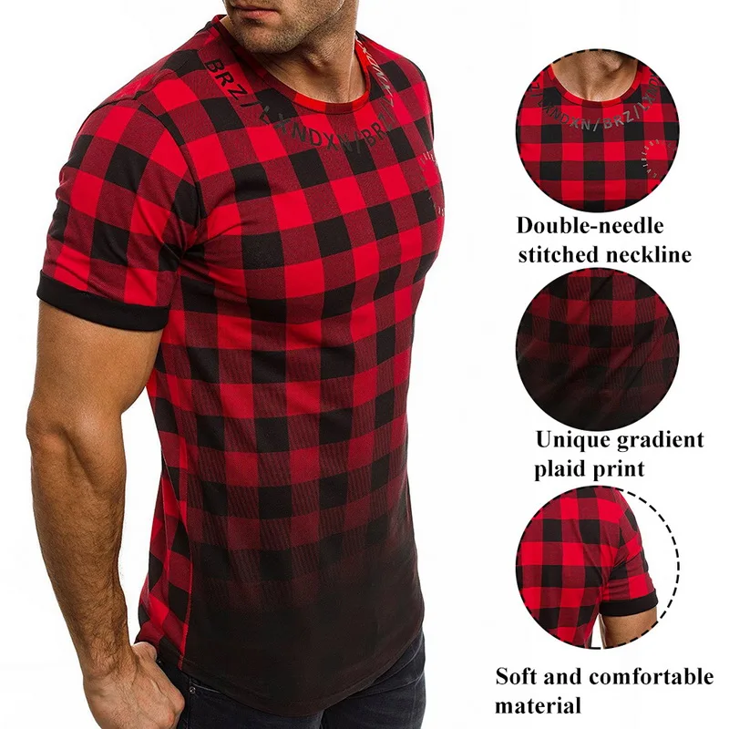 Heflashor мужские рубашки с градиентом Летняя мода Chemise Homme мужские рубашки в клетку с коротким рукавом мужская блузка белая клетчатая