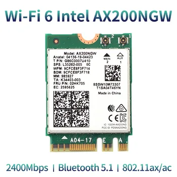 

Wireless 2400Mbps WiFi 6 Intel AX200 802.11ax/ac 2.4Ghz 5Ghz M.2 Bluetooth 5.1 Network Card Intel 9260 8265 Adapter For Laptop