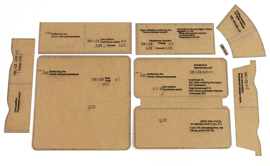 Description Picture 3 of item1Set DIY Kraft Paper Template New Fashion Zip Clutch Wallet Leather Craft Pattern DIY Stencil Sewing Pattern 10cm*21cm