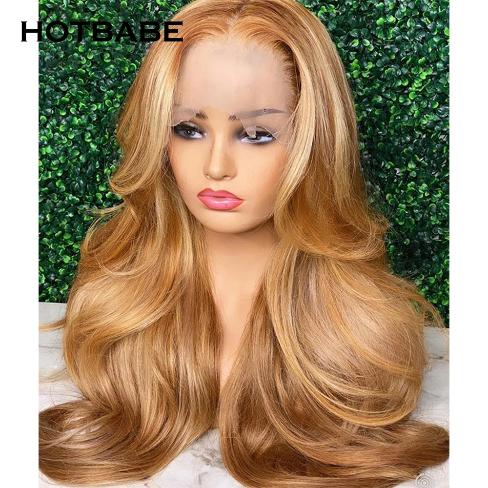 30/27 Honey Blonde Transparent Lace Front Wigs For Women Highlight Body Wave HD Lace Frontal Wigs Colored Human Hair Wig Remy