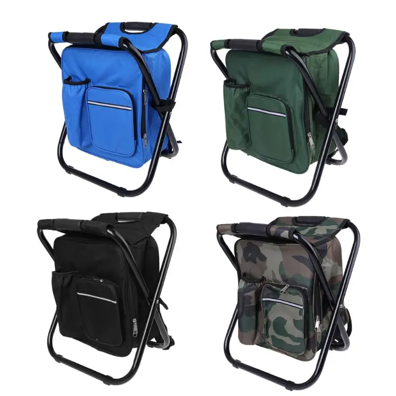 

Backpack Backpack Cooler Chair - Compact Portable Folding Stool - Perfect for Outdoor Events, Picnic, Travel, Hiking, Camping, &