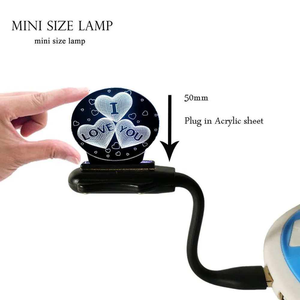 mini Романтический I LOVE YOU 3 милое Сердце 3D светодиодный USB лампа атмосферное настроение 7 цветов Изменение ночник подарок любимым на день рождения Домашний декор - Испускаемый цвет: mini