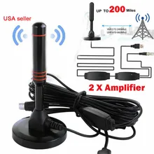 1080P HD Digital Indoor Amplified TV Antenna HDTV with Amplifier VHF/UHF 200 Mile 200 Mile HDTV Antenna Aerial HD Digital TV Sig