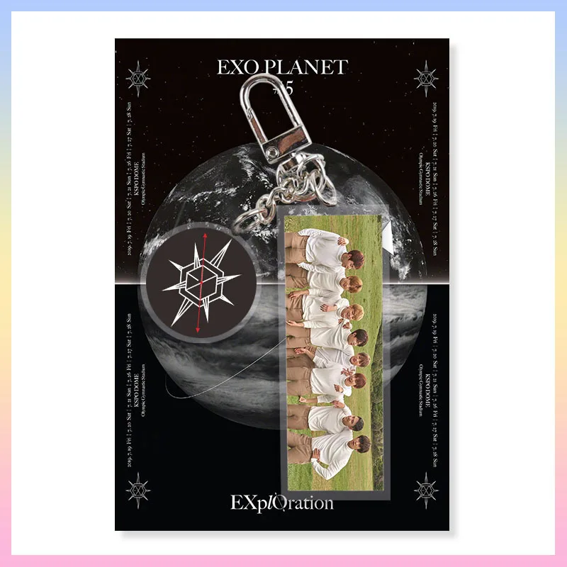 Kpop EXO акриловый прямоугольный брелок подвеска окружающий брелок кольцо EXO альбом фото кулон K-POP принадлежности - Цвет: EXO