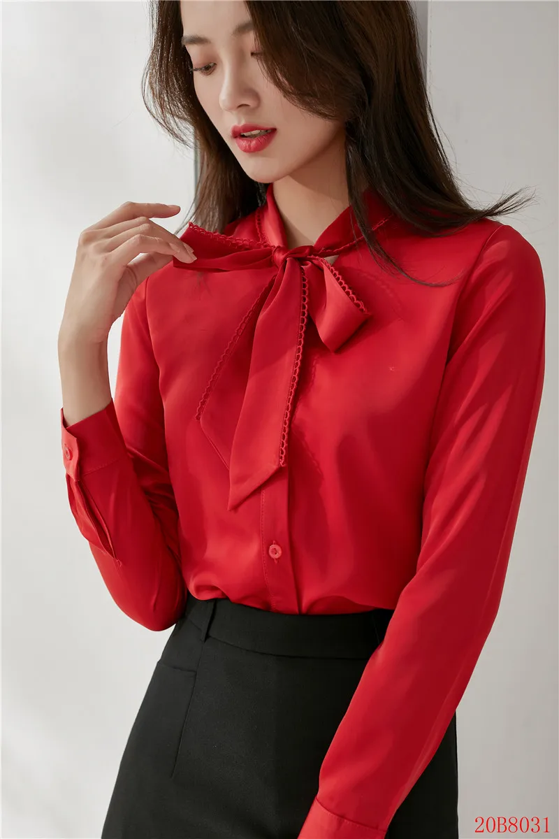 New 2021 Fashion Women Blouses & Shirts Pink Female Top Long Sleeve Office Work Clothes 6