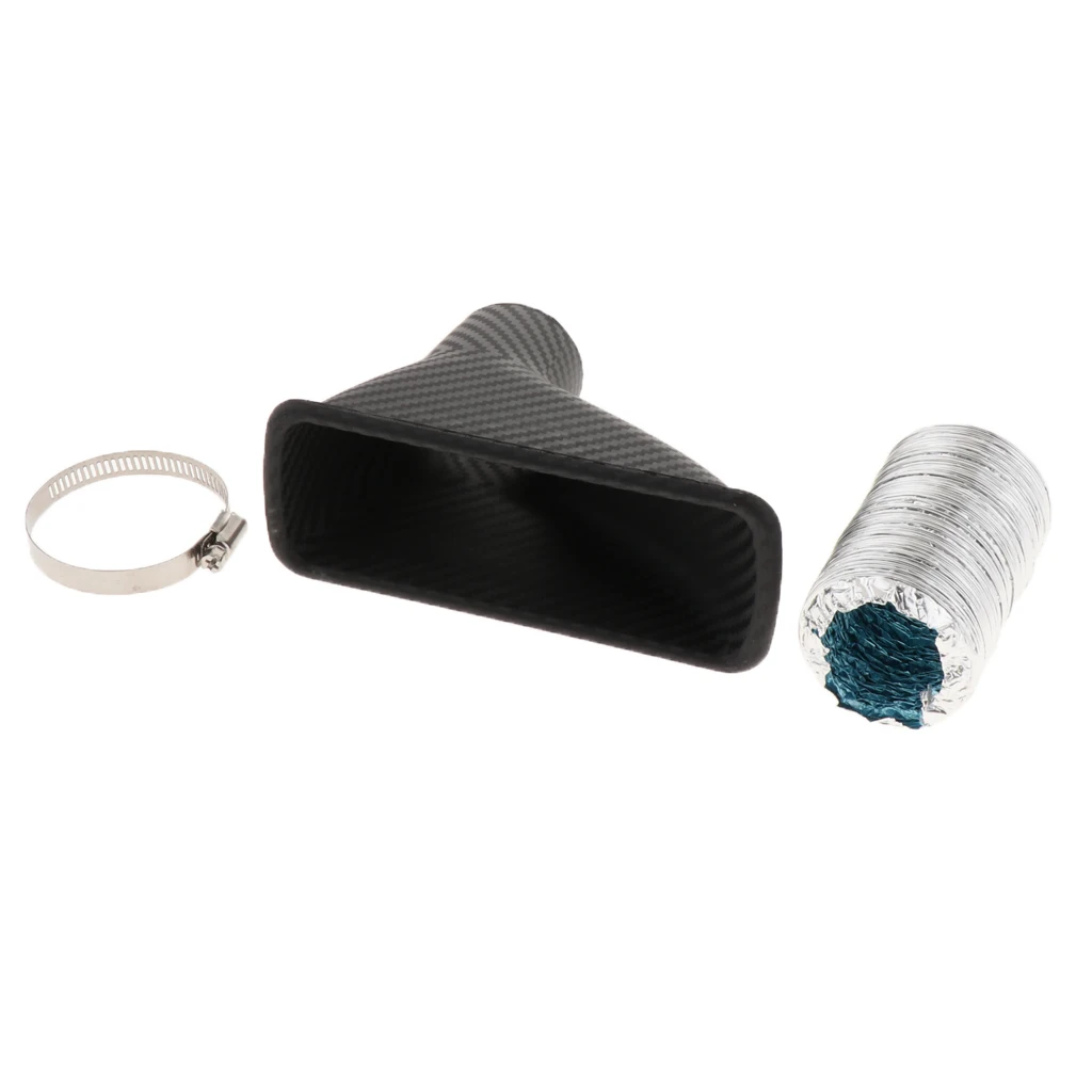 Car Bumper  Air Intake Trim Grille Mount Pipe Funnel Clamp Carbon Look