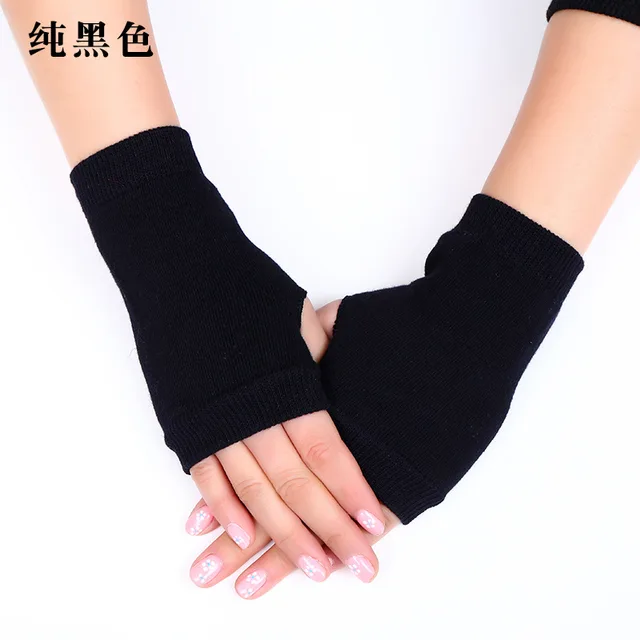 Sailor dance gloves Rivet wool gloves spring and autumn black half-finger gloves show gloves black