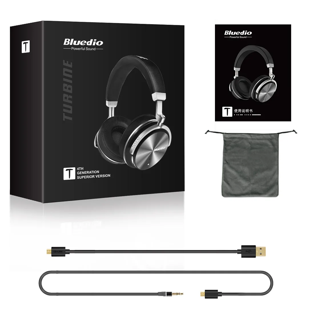 Bluedio T4S ANC шумоподавление Bluetooth 4,2 Наушники Hi-Fi стерео Беспроводная гарнитура с двойным микрофоном около 16 Ч время прослушивания музыки