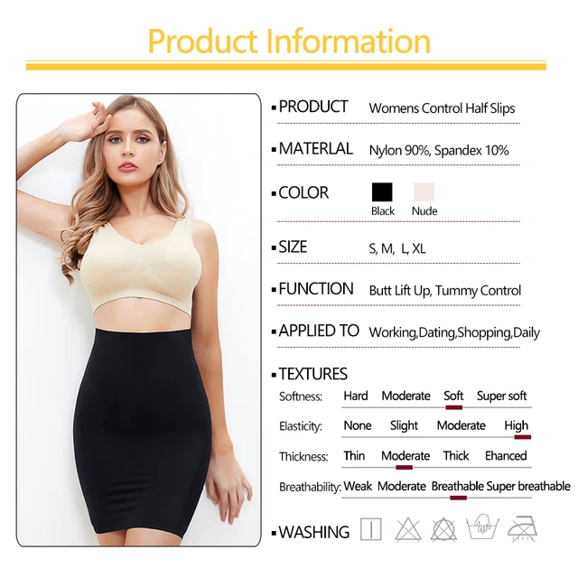 Women Half Slips for Under Dresses High Waist Underskirt Seamless Skirt  Shapewear Tummy Control Body Shaper Slimming Underwear