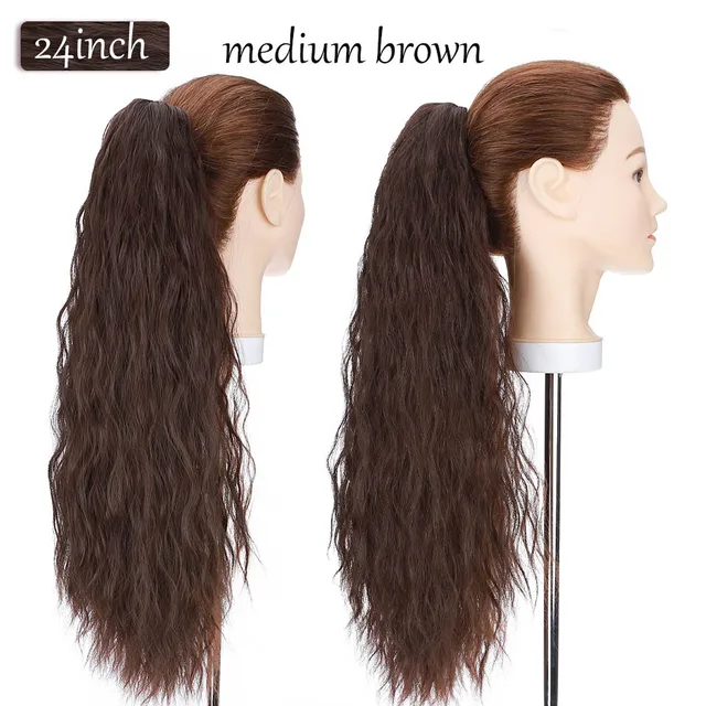 S-noilite Synthetic 12-26inch Claw Clip On Ponytail Hair Extension Ponytail Extension Hair For Women Pony Tail Hair Hairpiece medium brown-new