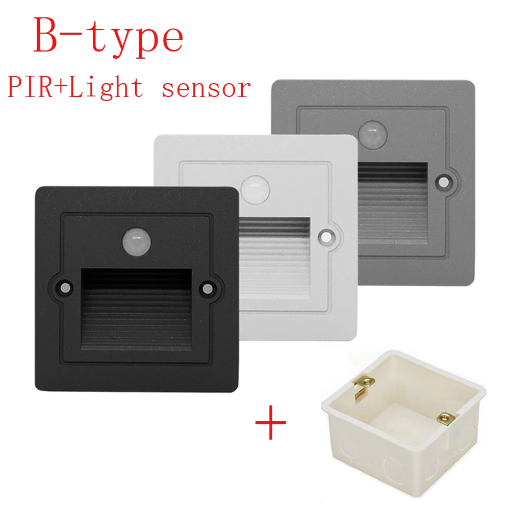 PIR sensor - B AC85-265V светодиодный настенный светильник светодиодный лестничный светильник IP65 ступенчатый светильник встраиваемый погребенный светильник для помещений/улицы светодиодный водонепроницаемый лестничный светильник s - Испускаемый цвет: PIR sensor - B