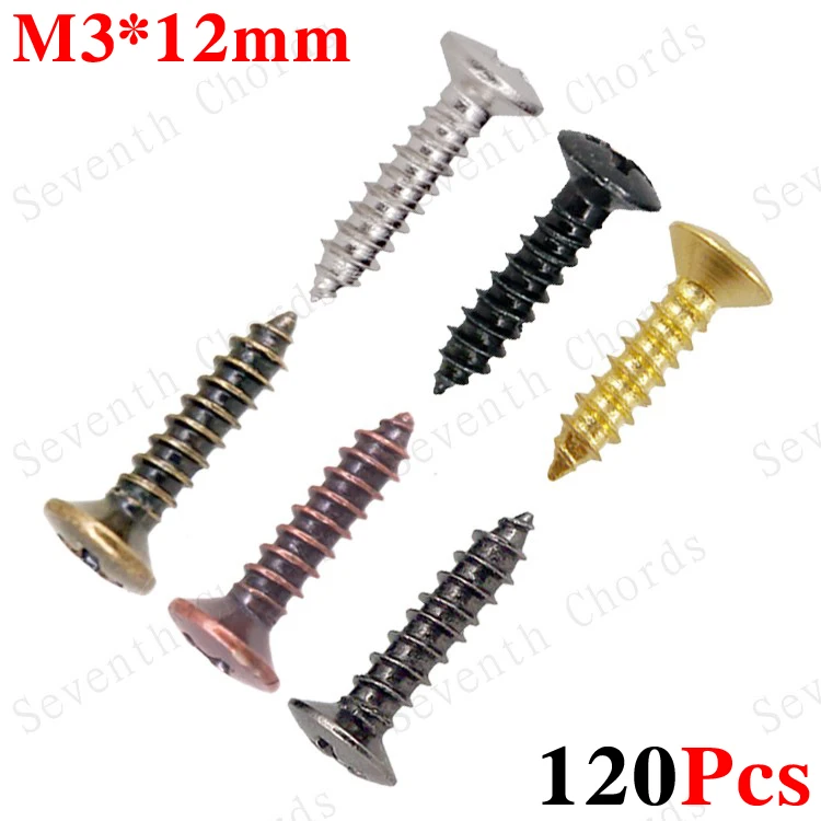 

120 Pcs Electric Bass Guitar Pickguard Screws BackPlate Jack Plate Truss Rod Cover Mounting screws - 2.5*12MM
