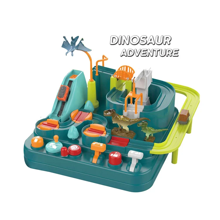 

Train Track Toy Dinosaur Assembly luxury inertia elevators gliding tracks children Rescue Large Particle Building Block Kids