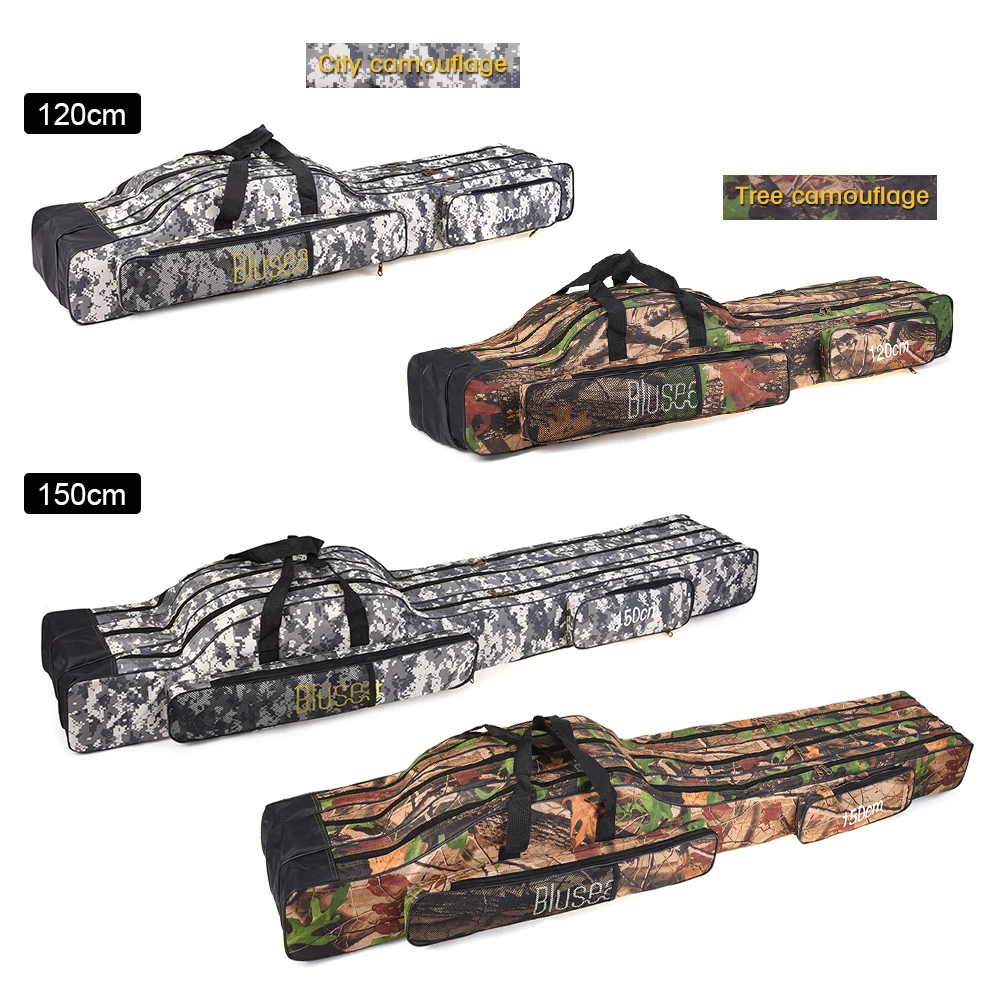 

Blusea Fishing Bag 120cm/150cm 3 Layers Portable Folding Fishing Rod Bag Reel Fishing Tackle Carry Bag Case Travel Storage Bag