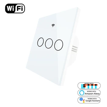 

LKQBBSZ Smart Touch LED Light Switch WIFI RF Wall Switch EU Standard Works With Alexa Google Home Voice Control Light Switch