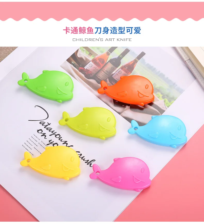 Small Creative Candy-Colored Knife Whale Modeling Students Cute Portable Mini Paper Cutter Convenient Box Opener