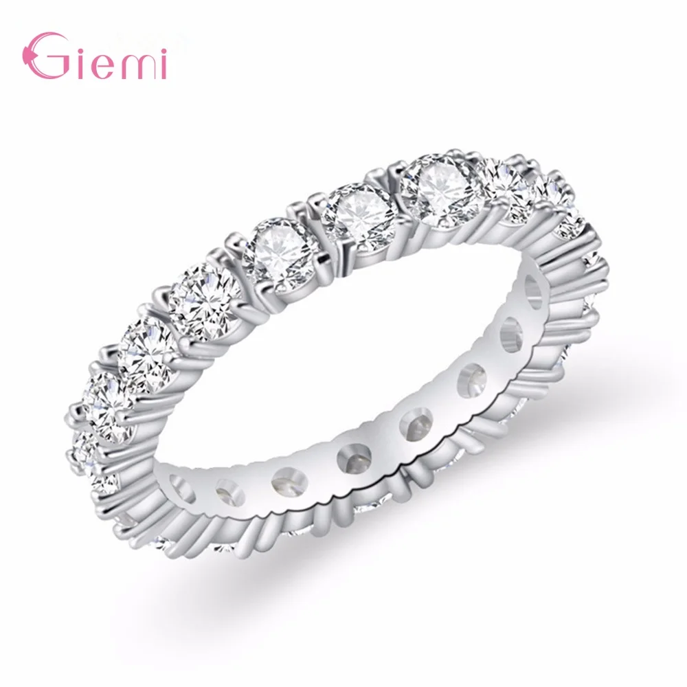 925 Sterling Silver Full Cubic Zirocnia Paved Finger Rings Free Shipment Fashion Jewelry Accesory For Girls | Украшения и