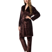 LISN, коллекция года, мужской и женский костюм для пары, бархатные пижамы, с кружевом, с v-образным вырезом, из двух частей, золотой халат, комплект для дома