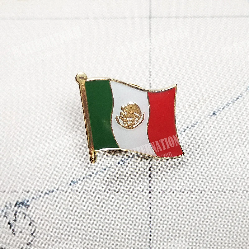 Mexico-National-Flag-Lapel-Pins-Crystal-Epoxy-Metal-Enamel-Badge-Paint ...
