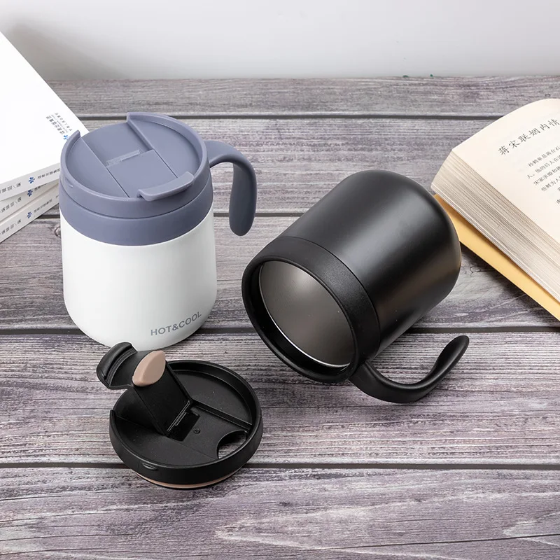 500ml 304 Stainless Steel Thermos Mugs Office Cup With Handle With Lid